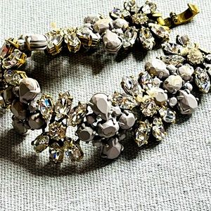 J. Crew Rhinestone & Grey Stone Flower Bracelet
